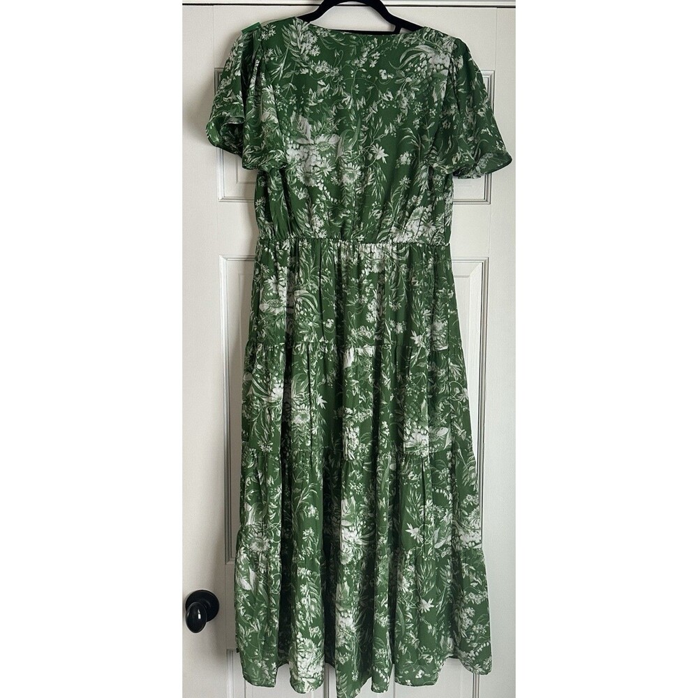 Abercrombie & Fitch Medium Green White Floral Midi Boho Bohemian Whimsical